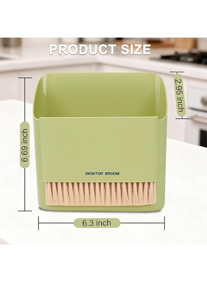 Small Broom and Dustpan Set, Soft Bristle Whisk Dust Pan and Brush Set, Mini Hanging Wall Mounted Trash Can, for Cleaning Desktops, Keyboard, Drawer, Sofa - Image 3